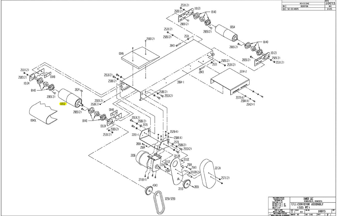 HAM-0052 | Conveyor Drive Roller Assembly - Automatic ICE™ Systems - Hamer-Fischbein