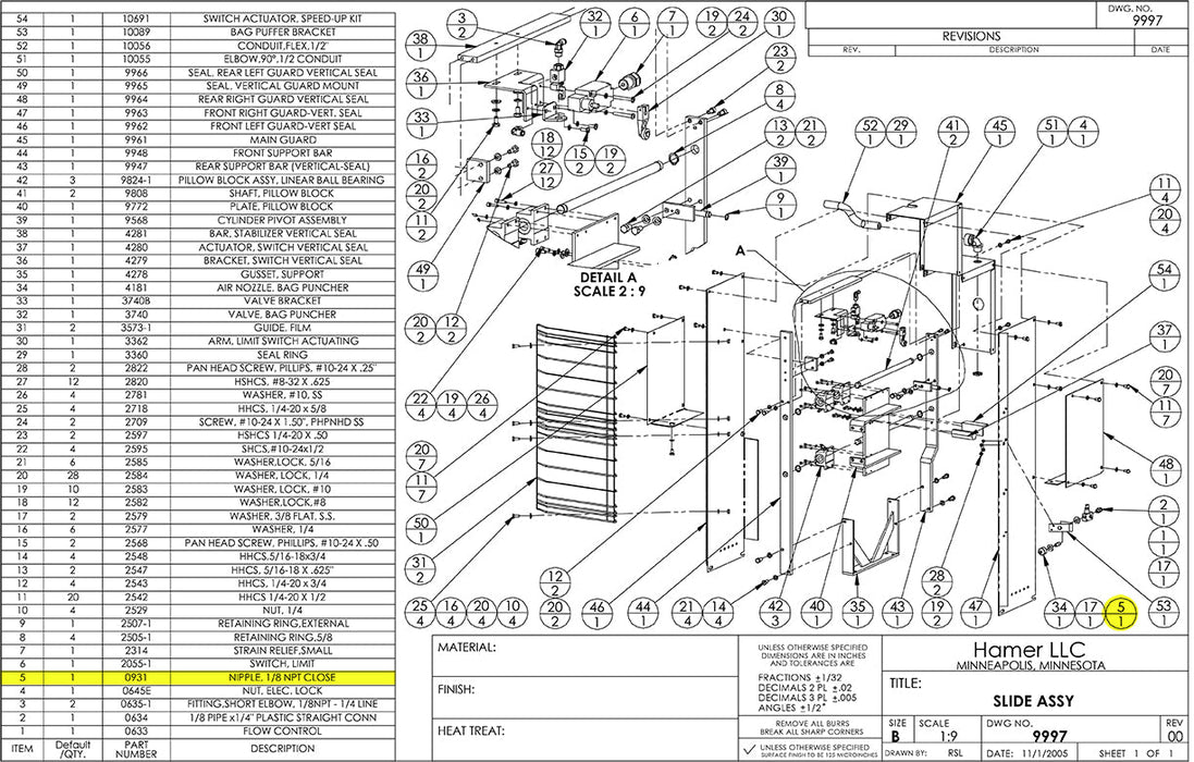 HAM-0931 | 1/8" Close Galvanized Nipple - Automatic ICE™ Systems - Hamer-Fischbein