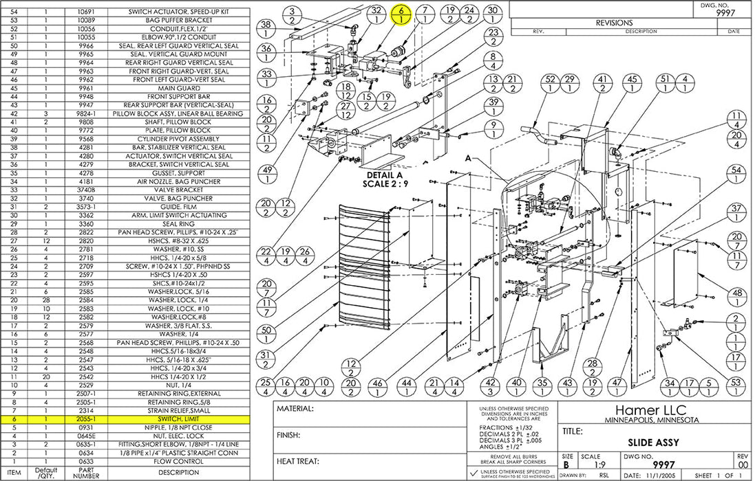 HAM-2055-1 | Side Seal Limit Switch - Automatic ICE™ Systems - Hamer-Fischbein