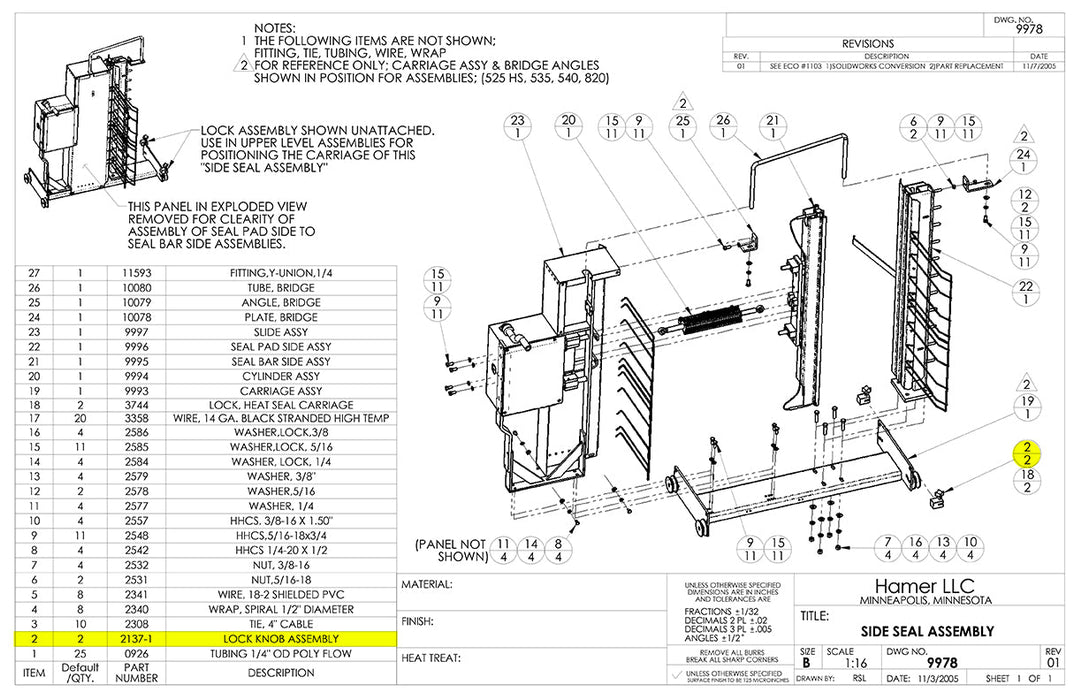 HAM-2137-1 | Lock Knob Assembly - Automatic ICE™ Systems - Hamer-Fischbein