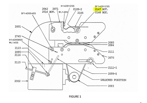 HAM-2147 | Shoulder Bolt (Bottom) - Automatic ICE™ Systems - Hamer-Fischbein