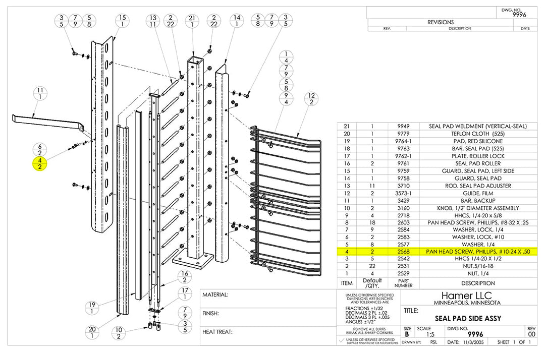 HAM-2568 | Screw - Automatic ICE™ Systems - Hamer-Fischbein