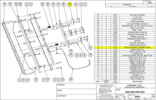 HAM-3176 | Bearing Assembly Block - Automatic ICE™ Systems - Hamer-Fischbein