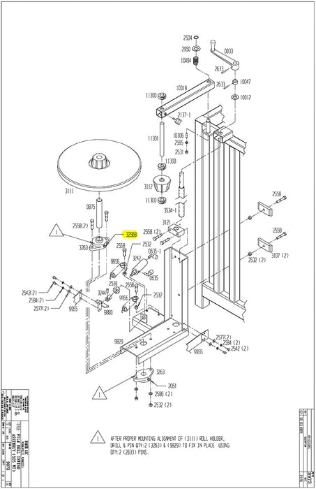 HAM-3256 | Film Feed Bearing - Automatic ICE™ Systems - Hamer-Fischbein