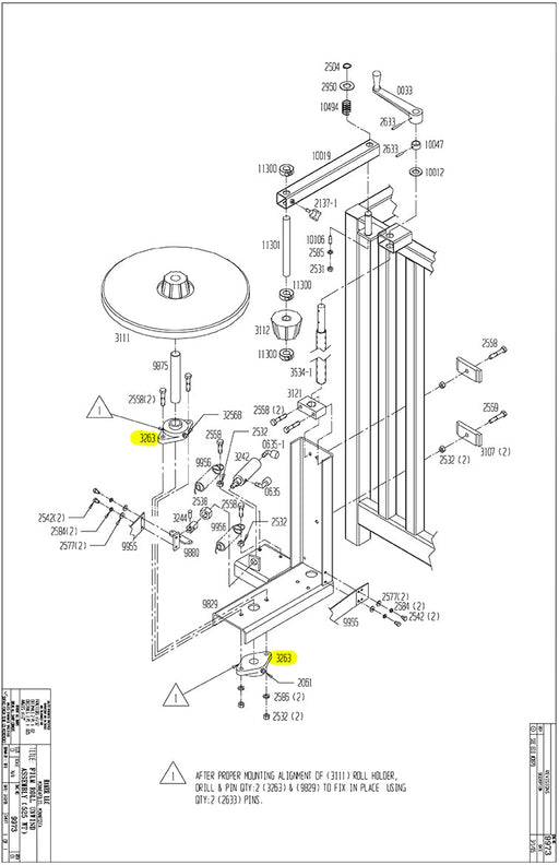 HAM-3263 | Roll Holder Bearing - Automatic ICE™ Systems - Hamer-Fischbein