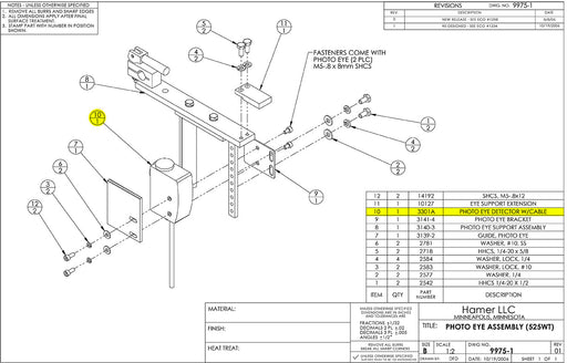 HAM-3301A | Photoeye Detect With Cable - Automatic ICE™ Systems - Hamer-Fischbein