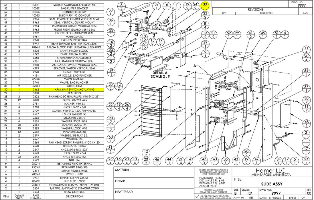 HAM-3362 | Limit Switch Actuating Arm - Automatic ICE™ Systems - Hamer-Fischbein